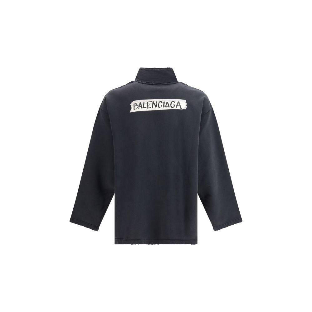 Balenciaga Black Distressed Zipped Sweatshirt
