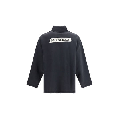 Balenciaga Black Distressed Zipped Sweatshirt