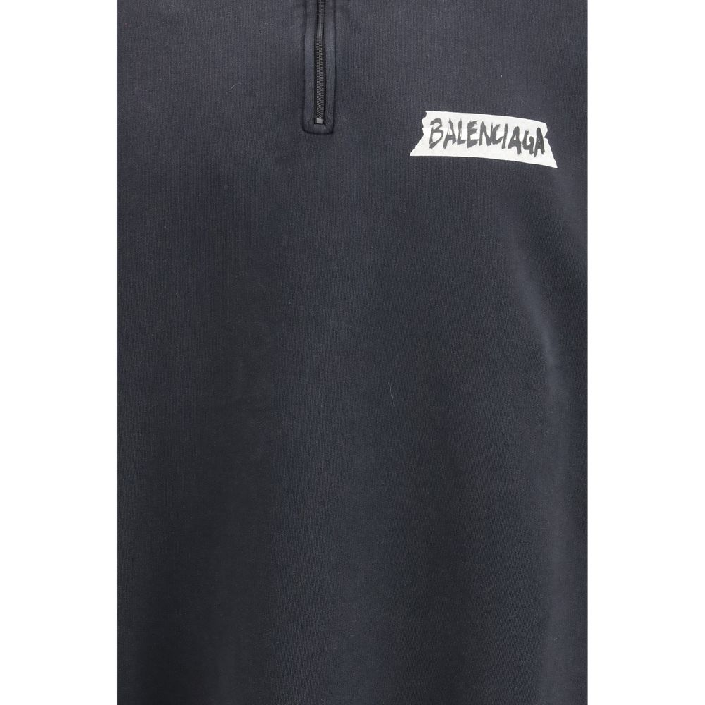 Balenciaga Black Distressed Zipped Sweatshirt