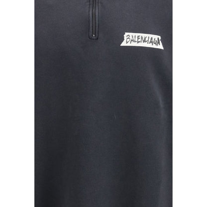 Balenciaga Black Distressed Zipped Sweatshirt