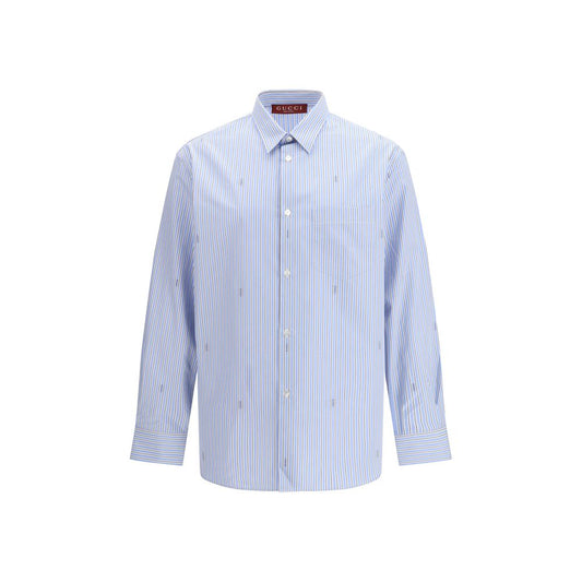 Gucci Light Blue Cotton Striped Shirt for Men
