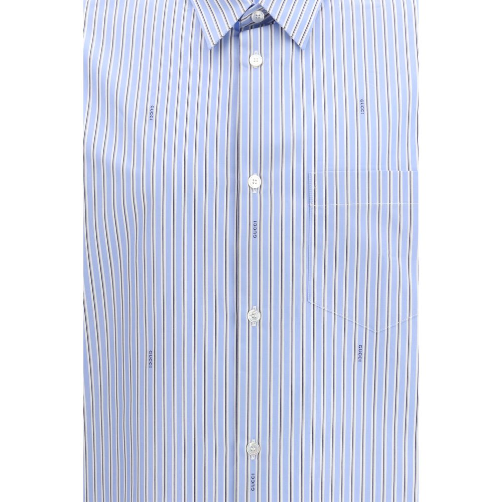 Gucci Light Blue Cotton Striped Shirt for Men