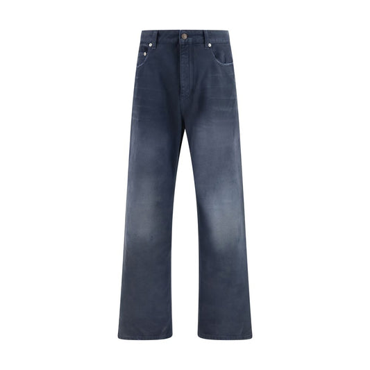 Balenciaga Blue Cotton Grey Blue Relaxed Fit Jeans for Men