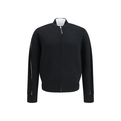 Givenchy Black Wool Zip-Up Logo Cardigan