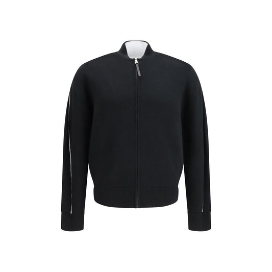Givenchy Black Wool Zip-Up Logo Cardigan