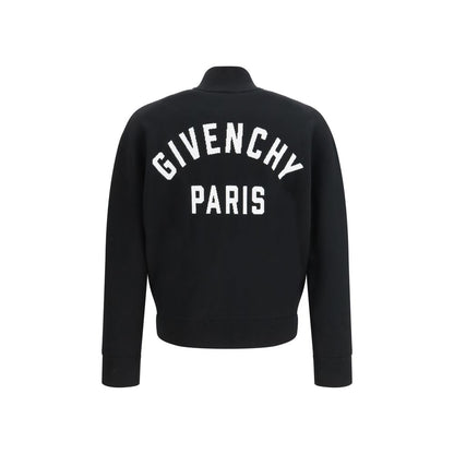 Givenchy Black Wool Zip-Up Logo Cardigan