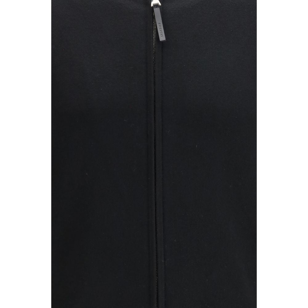 Givenchy Black Wool Zip-Up Logo Cardigan
