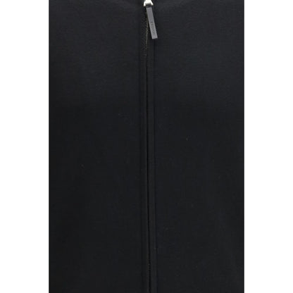 Givenchy Black Wool Zip-Up Logo Cardigan