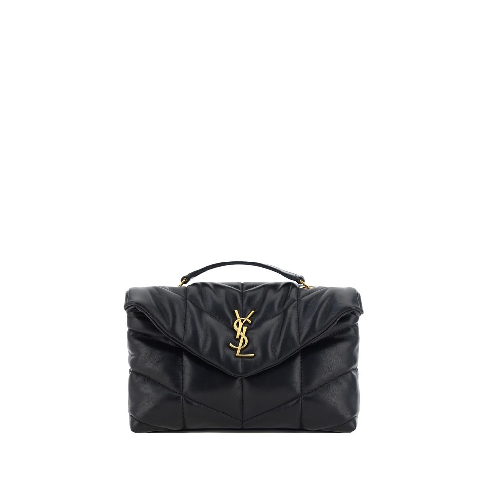 Saint Laurent Black Chevron Leather Puffer Toy Shoulder Bag