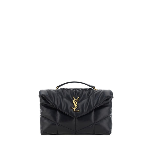 Saint Laurent Black Chevron Leather Puffer Toy Shoulder Bag