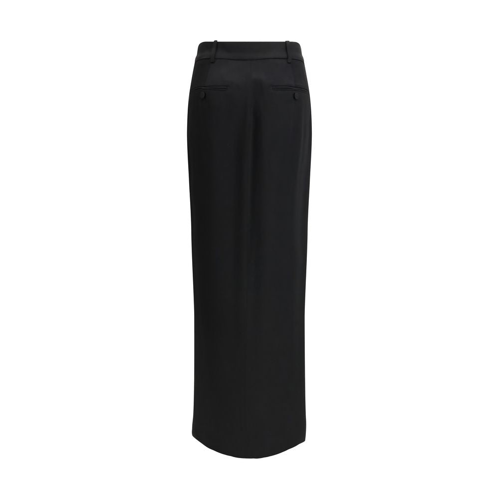 Tom Ford Black Satin Tailored Maxi Skirt