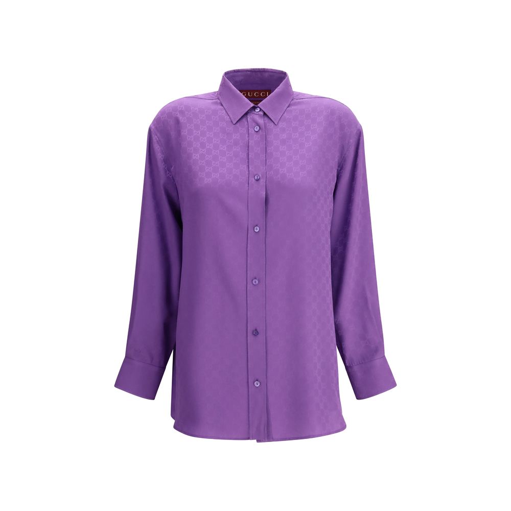 Gucci Purple Silk Jacquard Shirt