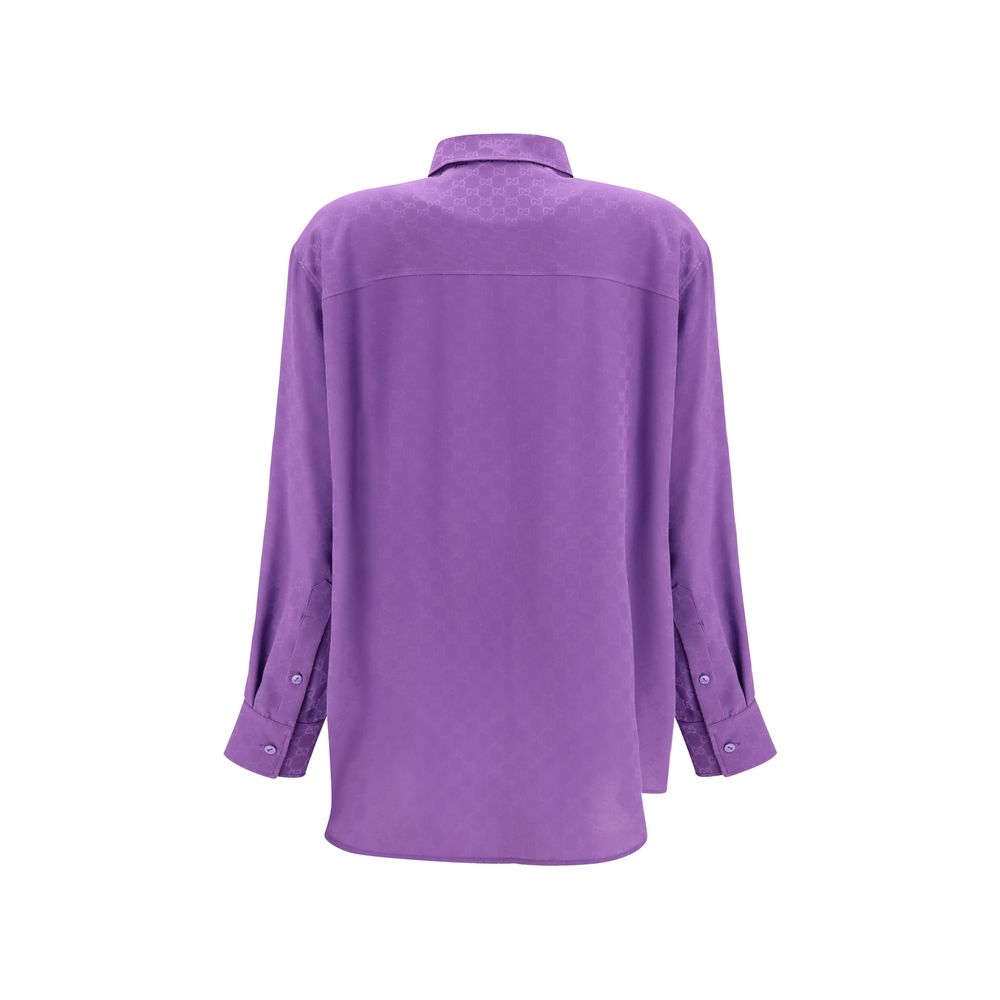 Gucci Purple Silk Jacquard Shirt