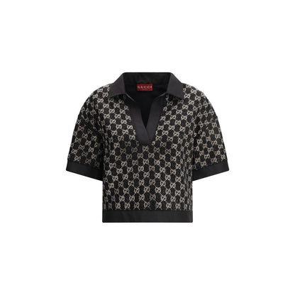 Gucci Black Wool Lamé Tweed Top