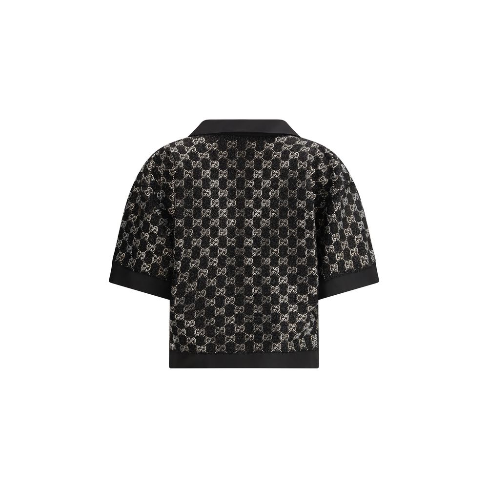 Gucci Black Wool Lamé Tweed Top