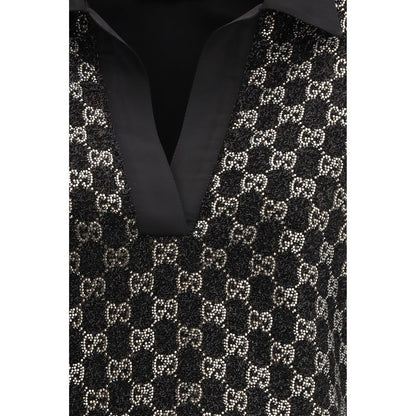 Gucci Black Wool Lamé Tweed Top