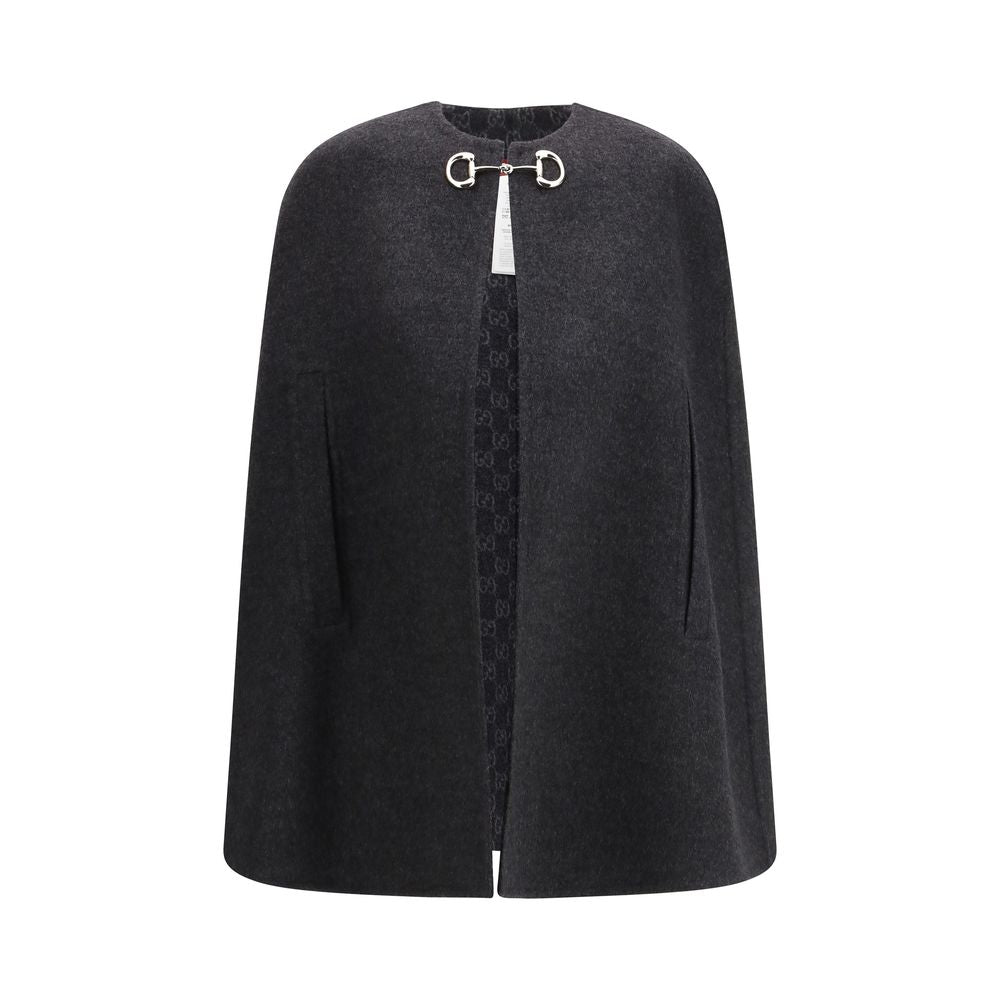Gucci Gray Wool Blend Cape Coat