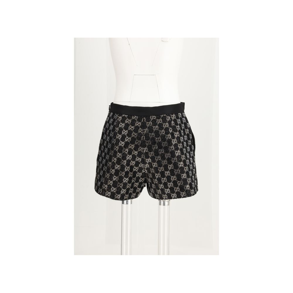 Gucci Black Tweed Wool Lamé Shorts
