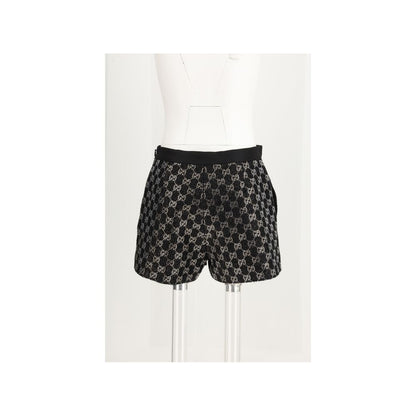 Gucci Black Tweed Wool Lamé Shorts