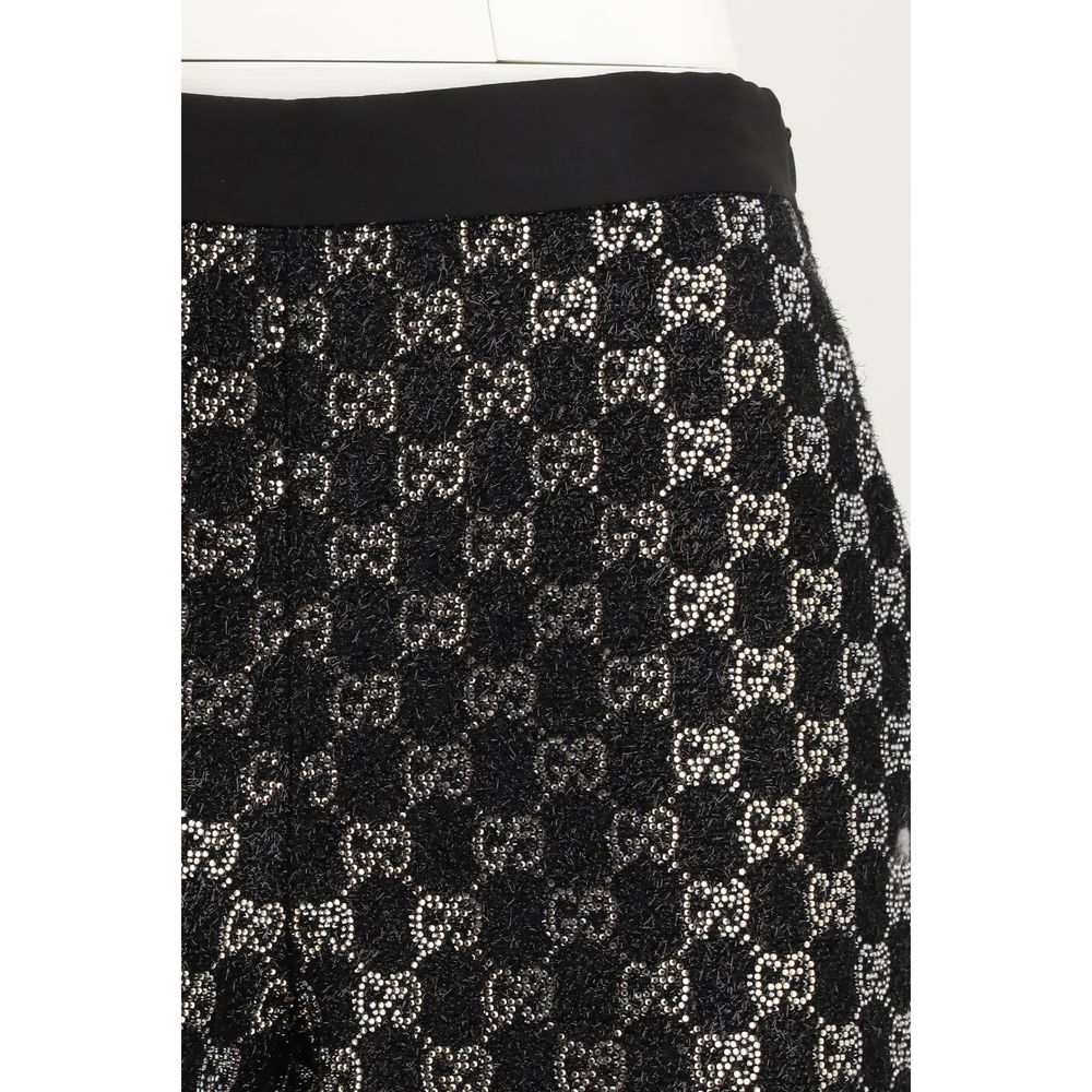 Gucci Black Tweed Wool Lamé Shorts
