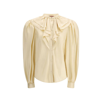 Gucci Beige Silk Ruffled Blouse for Women