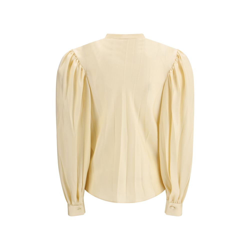 Gucci Beige Silk Ruffled Blouse for Women