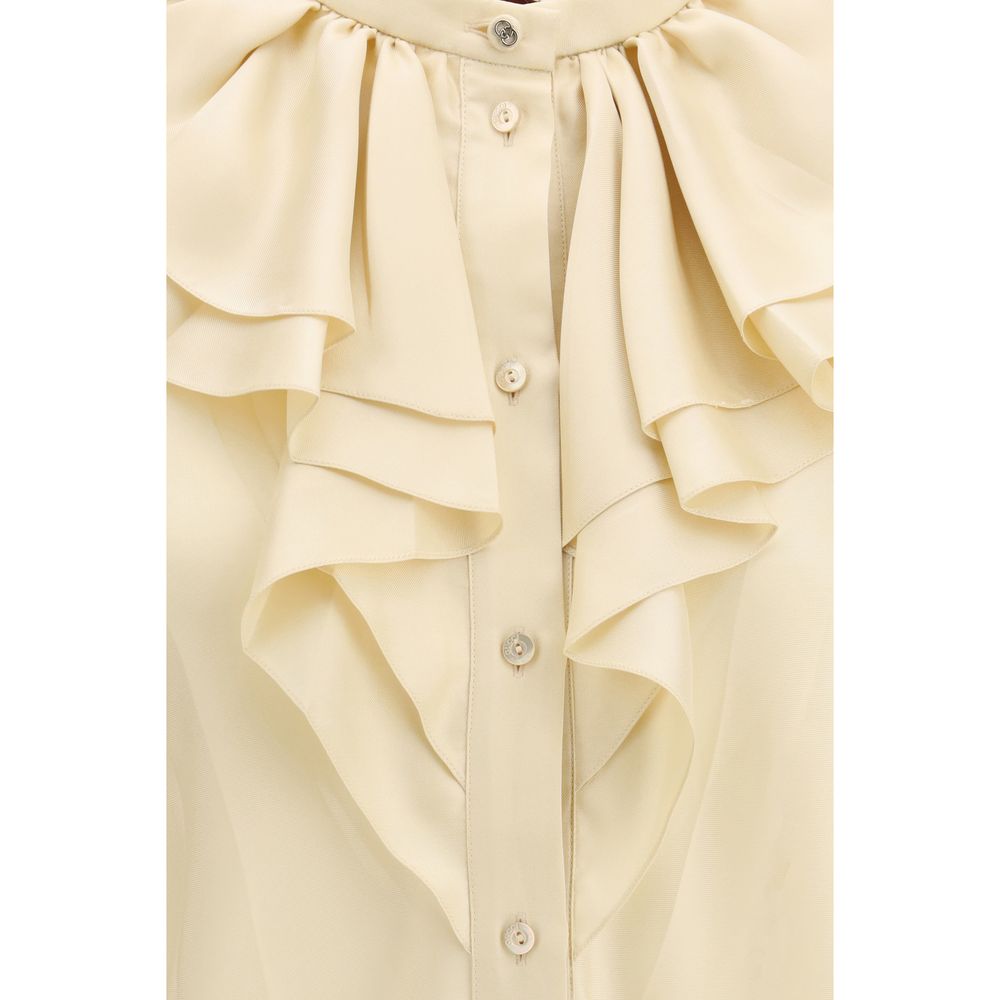 Gucci Beige Silk Ruffled Blouse for Women