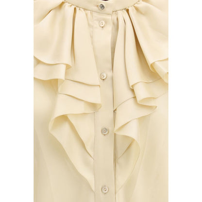 Gucci Beige Silk Ruffled Blouse for Women