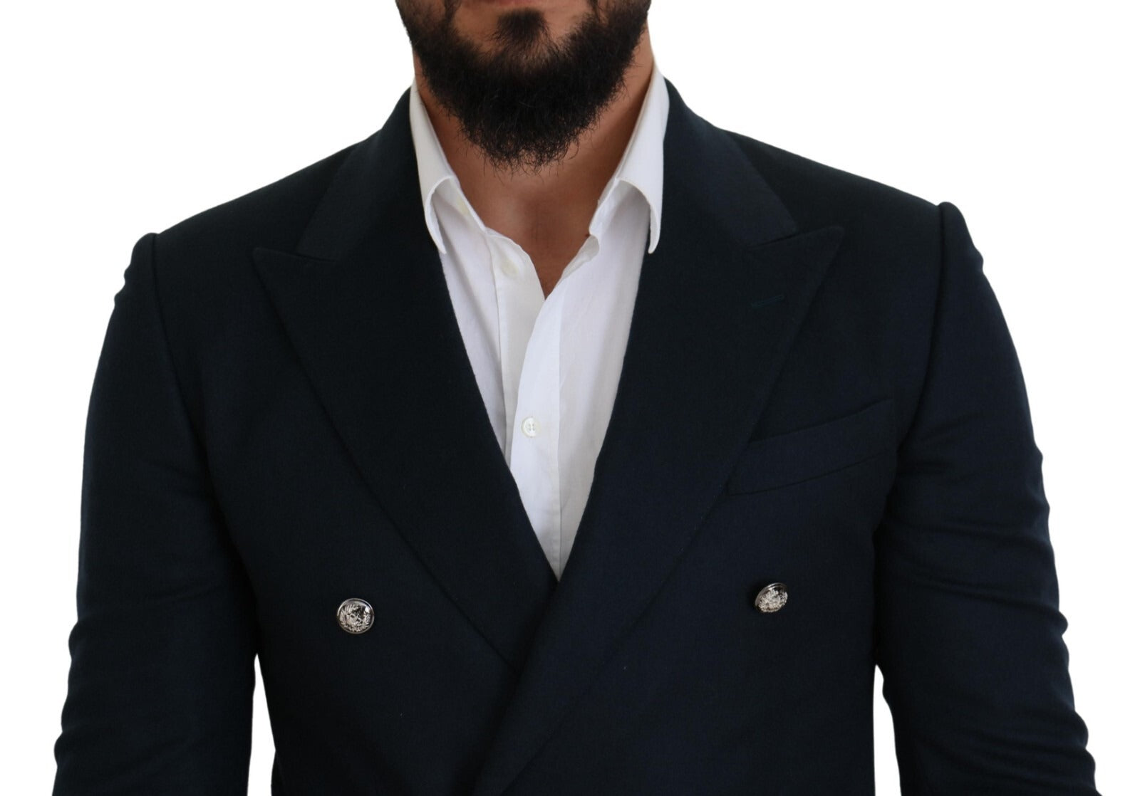 Dolce & Gabbana Blue Double Breasted Formal Coat Blazer