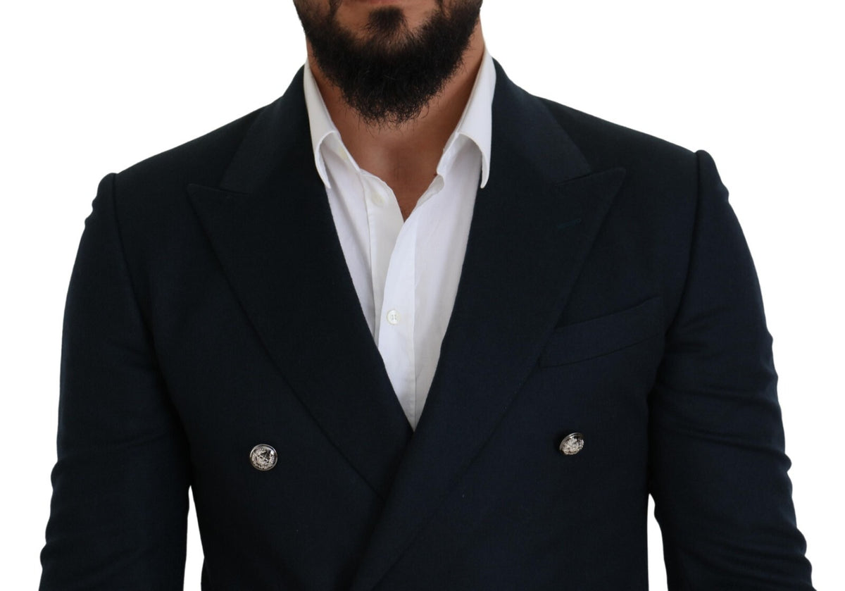 Dolce & Gabbana Blue Double Breasted Formal Coat Blazer