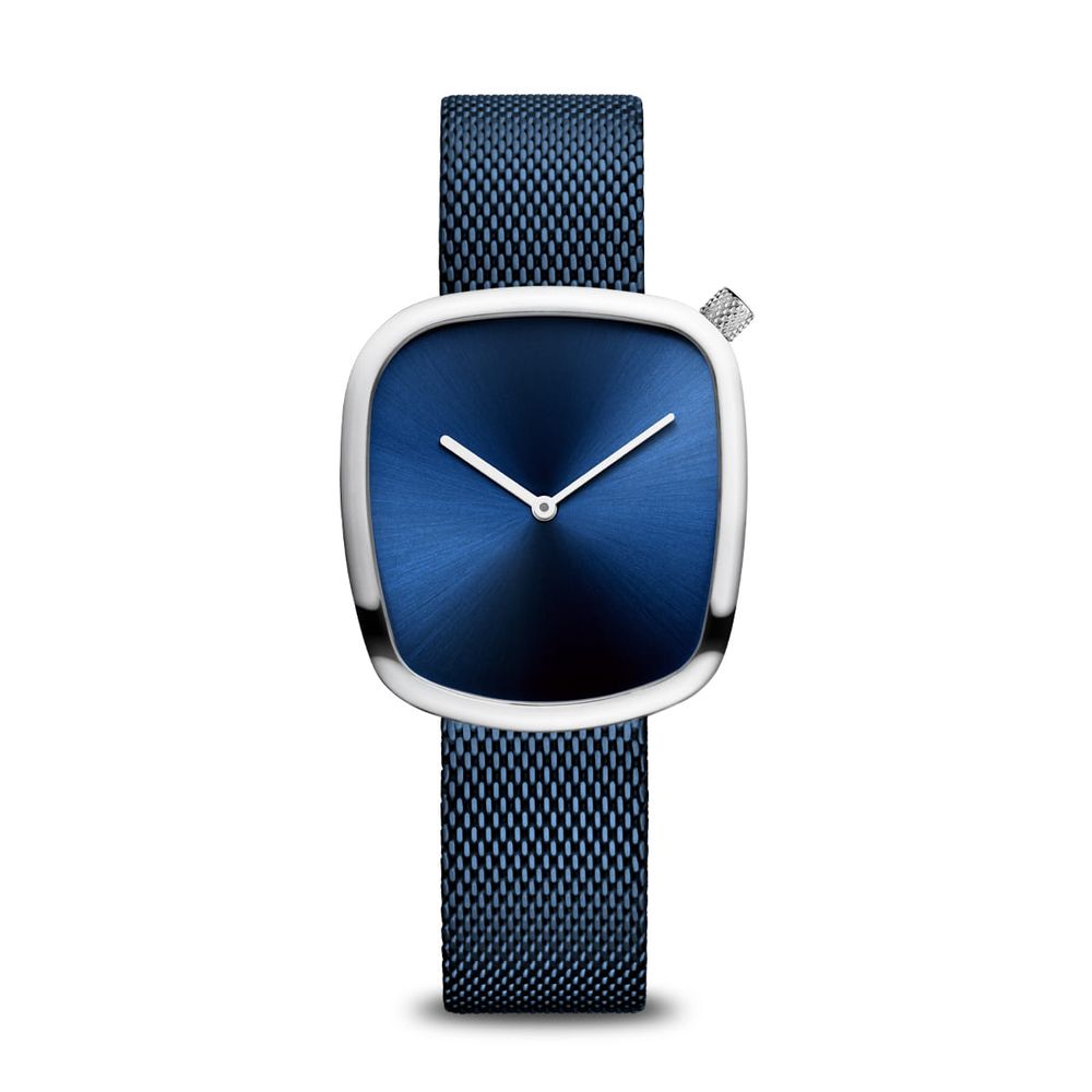 BERING Men's Blue Stainless Steel Dress Watch with Quartz Movement