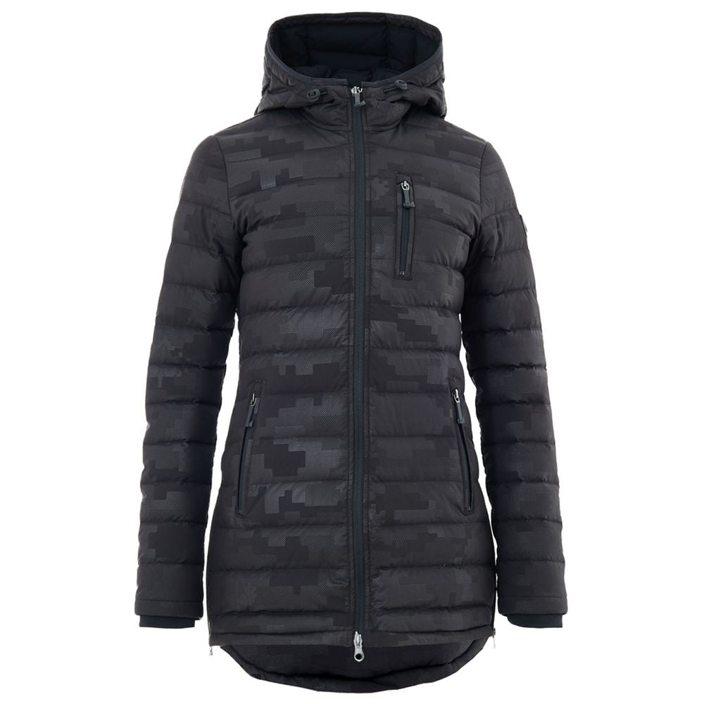 Moose Knuckles Black Tonal Camouflage Hooded Down Jacket for Women