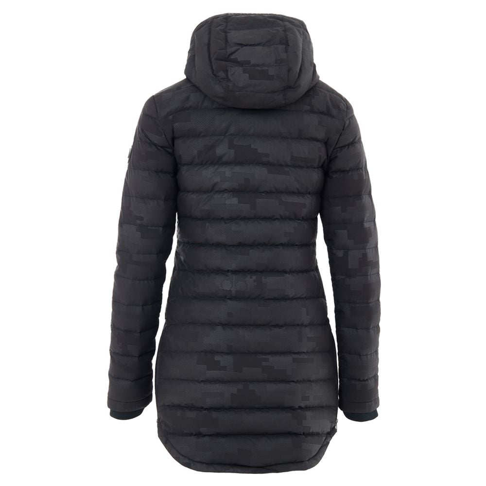 Moose Knuckles Black Tonal Camouflage Hooded Down Jacket for Women