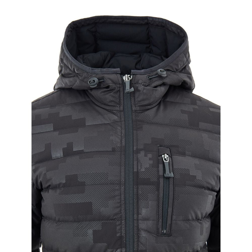Moose Knuckles Black Tonal Camouflage Hooded Down Jacket for Women