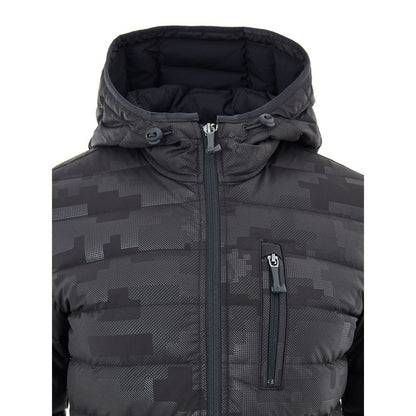 Moose Knuckles Black Tonal Camouflage Hooded Down Jacket for Women