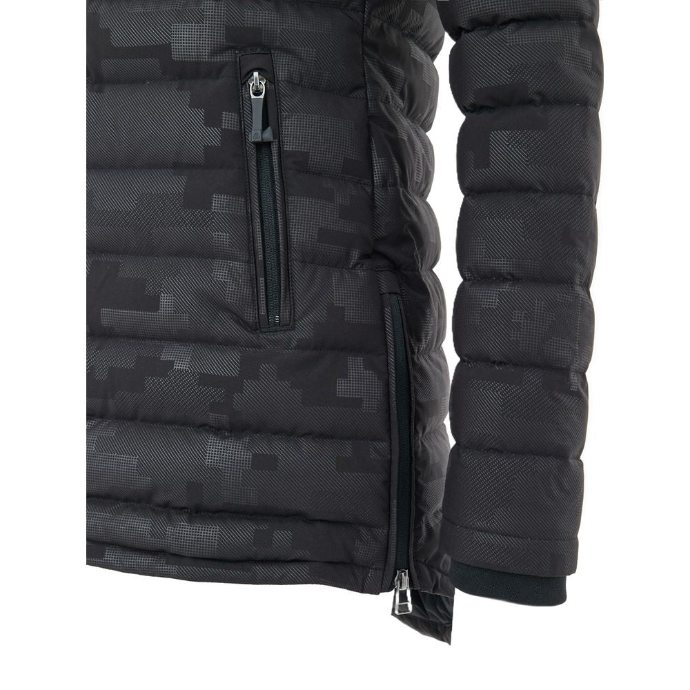 Moose Knuckles Black Tonal Camouflage Hooded Down Jacket for Women