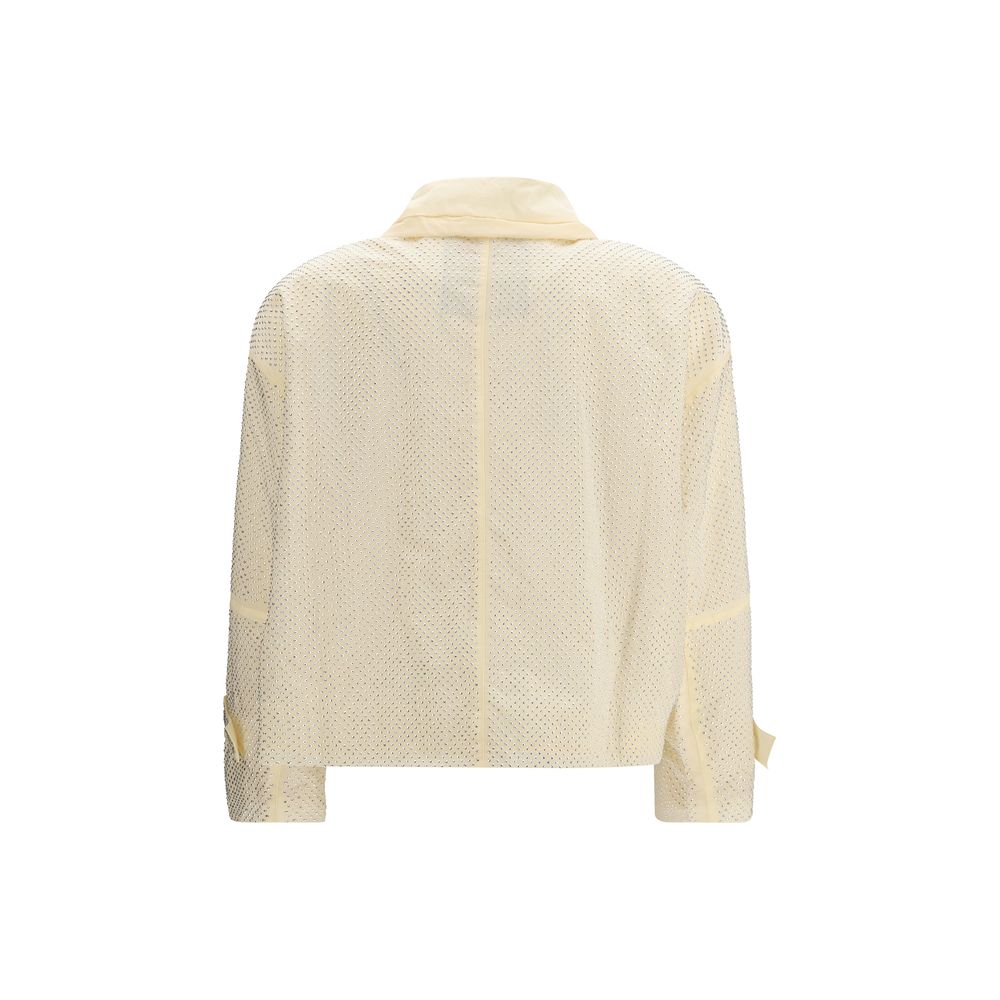 PINKO Cream Babette Rhinestone-Embellished Jacket