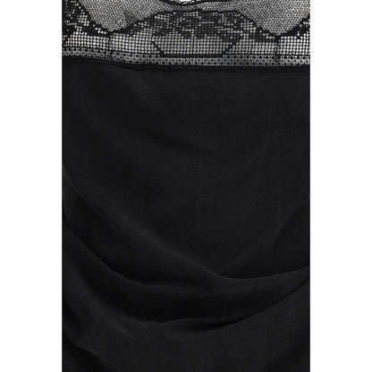 Magda Butrym Black Silk Top with Lace
