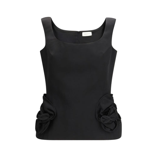 Magda Butrym Black Cotton and Silk Shirt with Floral Appliqués