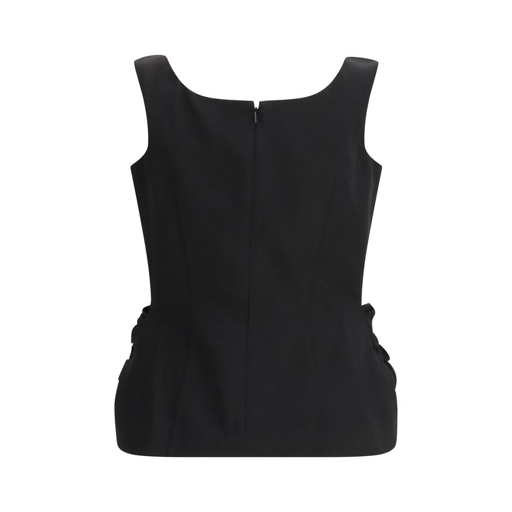 Magda Butrym Black Cotton and Silk Shirt with Floral Appliqués