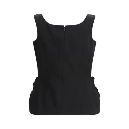 Magda Butrym Black Cotton and Silk Shirt with Floral Appliqués