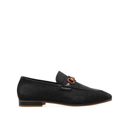 Gucci Black Denim Horsebit Loafers