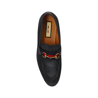 Gucci Black Denim Horsebit Loafers