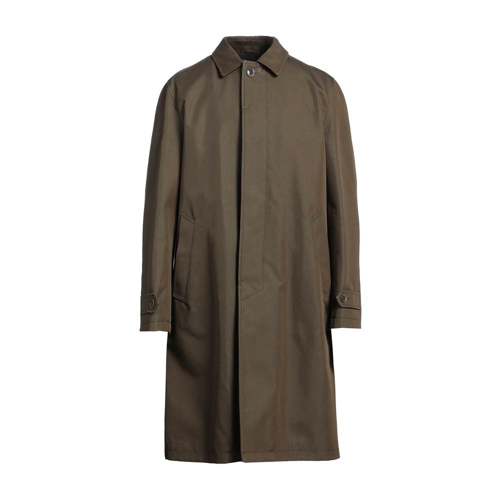 Herno Olive Green Cotton Mac Coat for Men