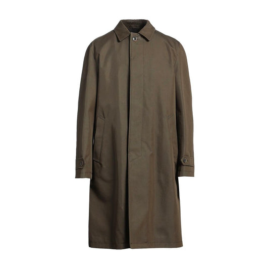 Herno Olive Green Cotton Mac Coat for Men