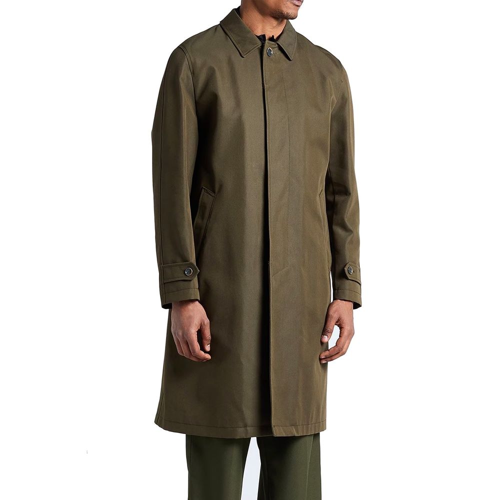 Herno Olive Green Cotton Mac Coat for Men