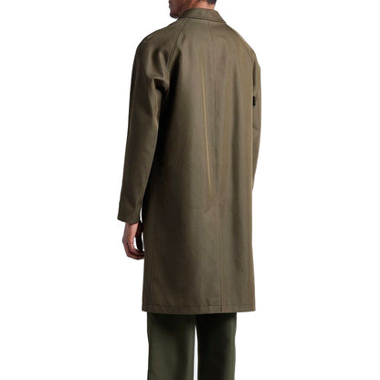 Herno Olive Green Cotton Mac Coat for Men