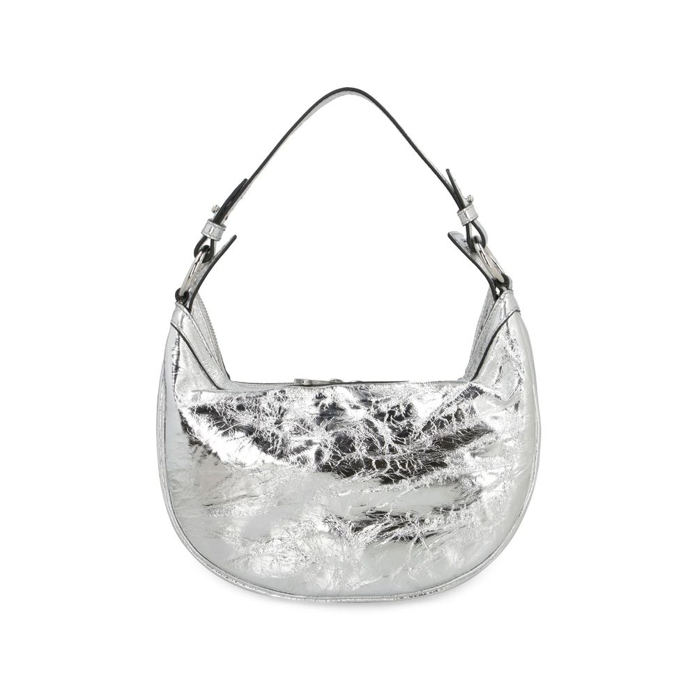 Versace Metallic Silver Lamb Leather Repeat Hobo Shoulder Bag