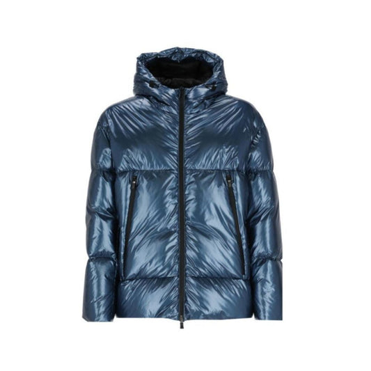 Herno Glossy Blue Laminar Hooded Puffer Jacket