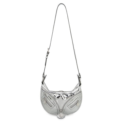 Versace Metallic Silver Lamb Leather Repeat Hobo Shoulder Bag